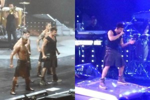 De pantal�n y camisa negra, el boricua desapareci� para luego sorprender ataviado con una falda de t