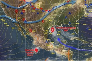 La zona de vigilancia por efectos de hurac�n contin�a desde Punta San Telmo, Michoac�n, hasta Playa 