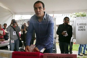 El candidato del Partido Social Dem�crata a la presidencia municipal de Cuernavaca, Cuauht�moc Blanc