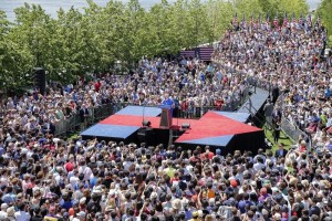 Aspecto del mitin de Clinton hoy en Ny